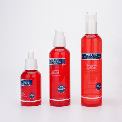 bouteille en plastique en plastique rouge de lotion du jet PETG de pompe de soins de la peau de visage de 60ml 125ml 150ml