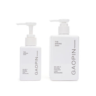 Bouteilles blanches carrées de shampooing des pissettes 280ml de corps de shampooing avec la pompe